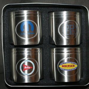 MOPAR 75th Anniversary 4 Piston Shaped Insulated Can Cooler Holder w/ Tin Box